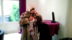 Fetish Smoking in Stockings Garter Belt high Heels & furs