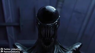 The Big-Tit Babe Version of the Alien Rides Cowgirl Until She Cums